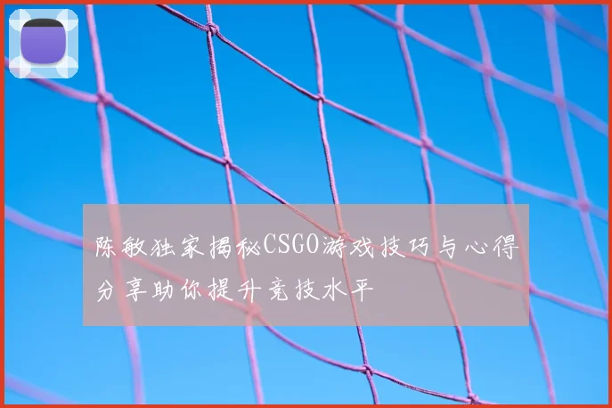 陈敏独家揭秘CSGO游戏技巧与心得分享助你提升竞技水平